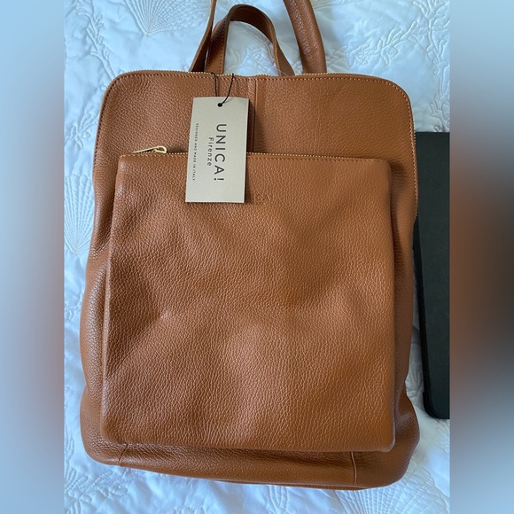 🇮🇹NWT Unica! Firenze Italy supple Leather Backpack OR Tote fits tablets easily - Picture 6 of 16